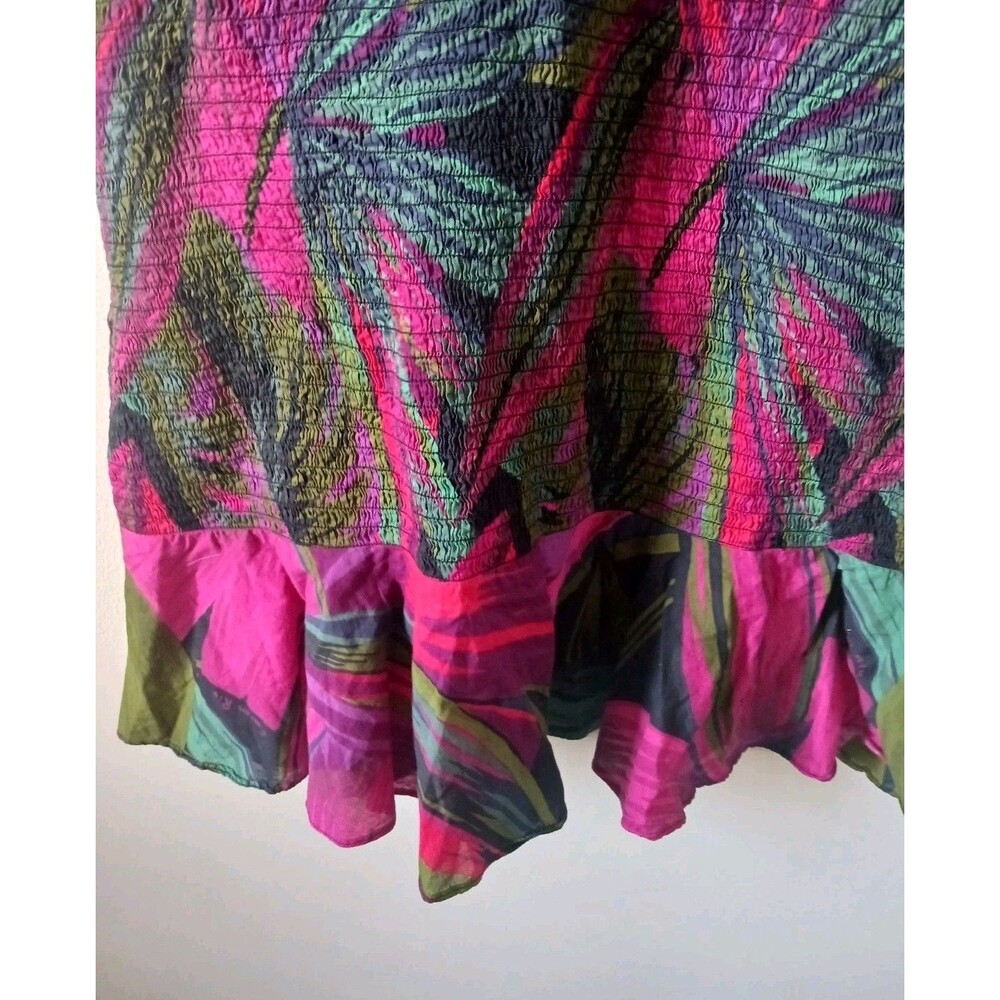 Farm Rio Anthropologie Puff Sleeve Midnight Leaves Mini Dress Size‎ L - Picture 4 of 9